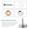 Miniatyrbilde 3 av 5: 20 stk. børstet rustfritt stål speilskruer med dekorative hetter for speil, bord, badeplater, skap, glasspaneler (sølv) (12 mm) Sh[HK]