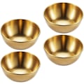 Miniatyrbillede 1 af 5: HK 4 stk. Runde skåle i rustfrit stål til husholdningskrydderier (guld) (4-D-W) Gold 4 pieces
