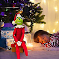 Miniatyrbillede 1 af 5: 30 cm Julegrinch Elf Dukke Snoop On The Stoop Julegrinch Festpynt [HK] Red