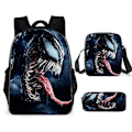 Miniatyrbillede 1 af 2: Venom Skoletaske Anime Notesbog Laptop Rygsæk Skoletaske Messenger Taske Blyantsæt 3-delt sæt[HK]