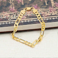 Miniatyrbillede 2 af 4: 6mm Herre Kæde Flad Guldbelagt Rustfrit Stål Armbånd Armring Manchet Charm Gave