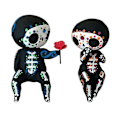 Miniatyrbillede 1 af 5: HKK  2 stk. Resin Sukkerkranie Par Statu Elskende Statue Holder Rose