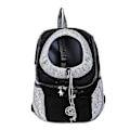 Miniatyrbillede 1 af 3: Rejsetaske til kæledyr, hund, hvalp, rejse, mesh-rygsæk, front, bærbar skuldertaske [HK] S Black