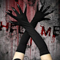 Miniatyrbillede 3 af 5: Heksehandsker | Halloween Klo Handsker Cosplay, Lange Negle Klovn Klør Spøgelsespote Handske Hexe Djævel Pote Hånddækker Fancy Dress Performance Prop  Sort