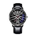 Miniatyrbillede 1 af 5: Herre Quartz Ur Præcis Rund Urskive Pointer Display Stødsikker Skjult Lås Chronograph med Bilhjul [HK] Blue Steel Strap