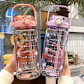 Miniatyrbild 3 av 4: 64oz Sport Vattenflaska Vattenflaskor Med Kapacitetsskala Bärbar Stor Plastflaska Läckagesäker Sportmugg[HK] Pink