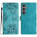 Miniatyrbillede 1 af 5: Til Samsung Galaxy S24 Mobiltelefon Cover Præget PU Læder Wallet Stand Anti-Drop Cover[HK] Style E Multicolor