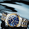 Miniatyrbillede 3 af 5: Herre Formelle Afslappede Business Armbåndsure Vandtæt Rustfrit Stål Analog Kvarts Selvlysende Armbåndsur[HK] Blue Dial
