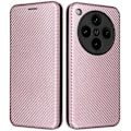 Miniatyrbild 1 av 5: För Oppo Find X8 Pro 5G Skal Kolfibertextur Fallsäkert PU Läder Telefonskydd [HK] Rose Gold