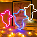 Miniatyrbillede 4 af 5: Spøgelses Neon Skilt Halloween Neon Lys Halloween Dekoration Spøgelses Lys Indendørs Nat Til Fest Soveværelse Stue  Pink
