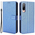 Miniatyrbild 1 av 5: För HTC Desire 22 Pro 5G Stöttåligt Telefon Flip Plånboksfodral Halkfritt Diamanttextur PU Läderfodral Ställ Korthållare med Handledsrem[HK] Blue