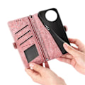 Miniatyrbillede 5 af 5: Til TCL 50 Pro Nxtpaper 5G Etui Lynlås Pung Geometri Linjer Læder Telefon Cover[HK] Pink