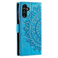 Miniatyrbild 5 av 5: För Samsung Galaxy S25 Plus Skal Präglat Totem PU Läder Plånbok Ställ Telefonskydd [HK] Blue