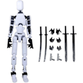 Miniatyrbillede 1 af 3: T13 Actionfigur, Titan 13 Actionfigur, 3D-trykt multi-leddet bevægelig T13 Actionfigur, Lucky 13 Actionfigur Dekoration til skrivebordet Gave[HK] White