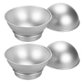 Miniatyrbillede 1 af 5: 4 stk./sæt runde 3D kugleformede kageforme i aluminium til dekoration af kager og bagværk silver