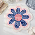 Miniatyrbild 2 av 5: Söt blomma formad tvättbar badmatta halkfri absorberande badrumsmatta mjuk fluffig rolig toalettmatta söta badrumsmattor[HK] Blue