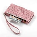 Miniatyrbillede 4 af 5: Til TCL 50 Pro Nxtpaper 5G Etui Lynlås Pung Geometri Linjer Læder Telefon Cover[HK] Pink