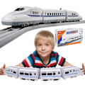 Miniatyrbilde 1 av 4: NY Harmony Railvogn Simulering Høyhastighetstog Leketog for Gutter Elektrisk Lyd Fire Vogner