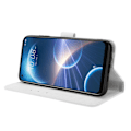 Miniatyrbild 3 av 5: För HTC Desire 22 Pro 5G Stöttåligt Telefon Flip Plånboksfodral Halkfritt Diamanttextur PU Läderfodral Ställ Korthållare med Handledsrem[HK] White