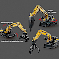 Miniatyrbild 2 av 5: Leksaksbil Pojke Stor Ingenjörsfordon Grävmaskin Bulldozer Griparm Borrmaskin Modell[HK] Manual Excavator