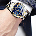 Miniatyrbillede 5 af 5: Herre Formelle Afslappede Business Armbåndsure Vandtæt Rustfrit Stål Analog Kvarts Selvlysende Armbåndsur[HK] Blue Dial