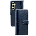 Pikkukuva 1 / 4: Samsung Galaxy A56 5G Kotelo Vasikan Nahka Pintainen Nahkainen Jalustallinen Kirjatyylinen Puhelinkotelo [HK] Blue