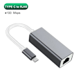 Miniatyrbild 1 av 5: USB Ethernet-adapter Typ C USB till RJ45 Lan-port 100 Mbps Nätverkskort för PC Laptop Plug and Play[HK]