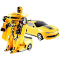 Miniatyrbild 3 av 3: Deform Robotbil för barn Bump & Go Action 2 i 1 Robotbilsleksak med 3D-ljus och musik Transformera bil leksak Batteridriven (gul)[HK]