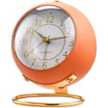 Miniatyrbild 1 av 5: Analog Väckarklockor, Retro Bakgrundsbelysning Söt Enkel Design Liten Bordsklocka med Nattlampa, Tyst Icke-Tickande, Batteridriven [HK] Orange