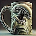 Miniatyrbilde 1 av 3: Ny Xenomorph Krus Formet Krus Termisk Overføring Flat 3D Effekt Kaffekopp 500ml[HK]