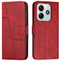 Pikkukuva 1 / 5: Xiaomi Redmi Note 14 5G Kotelo Jalustalla Käännettävä Suojaava Nahkainen Puhelinkuori - Musta[HK] Red Multicolor