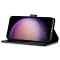 Miniatyrbillede 2 af 5: LC.IMEEKE Til Samsung Galaxy S25 Etui Kalvetekstur PU Læder Stand Wallet Telefon Cover - Grå[HK] Black Multicolor