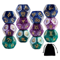 Miniatyrbilde 1 av 5: 4 sett terninger 12-sidet D12 astrologiske terninger stjernetegns terninger for astro divinasjon spilltilbehør[HK] As Shown