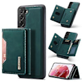 Miniatyrbild 1 av 5: För Samsung Galaxy S22 5G DG.MING M2-serien 3-faldig Multi Card Bag + Magnetiskt Bakstycke Mobilskal [HK] Green