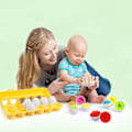 Miniatyrbillede 4 af 4: Matchende æg 12 stk. sæt farve- og form puslespil til læring for børn [HK]