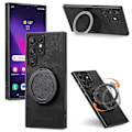 Pikkukuva 1 / 5: Samsung Galaxy S24 Ultra -puhelimen suojakuori pyörivällä jalustalla, stressiä lievittävä retro-nahkainen takakuori [HK] Black Multicolor
