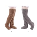 Pikkukuva 4 / 5: 1/2 polyester lämmin ja mukava yli polven ulottuvat pörröiset pitkät sukat brown[HK] brown 1Set