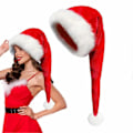 Miniatyrbild 5 av 5: Jultomteluva Lång Sammetsjultomteluva Vintervarm Kostym Julpartytillbehör för Cosplayfester Scenframträdanden[HK] Red M