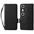 Miniatyrbillede 1 af 5: For XREAL Beam Pro Etui Litchi Tekstur PU Læder Wallet Flip Telefon Cover[HK] Black