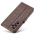 Miniatyrbild 5 av 5: LC.IMEEKE Fodral till Samsung Galaxy S25 Kalvtextur PU Läder Ställ Plånbok Mobilskal - Grå[HK] Brown Multicolor