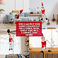 Miniatyrbillede 5 af 5: 1 X Elf der Opfører Sig Dårligt med Velcro i Hånd - Langbenet Elf Blød Plys - Julegave - Elf med Hat og Mærke Jul