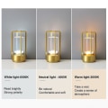 Miniatyrbild 4 av 5: Lumison Kristall Lykta Bordslampa, Lumison Kristall Lampa, Bärbar Metall Bordslampa, 3 Färger Uppladdningsbar Sladdlös LED-lampa, 100% Ny[hk] Gold