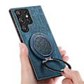 Miniatyrbild 5 av 5: För Samsung Galaxy S24 Ultra Mobilskal med Roterande Stöd Stresslindring Retro Läder Baksida [HK] Blue Multicolor