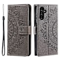Miniatyrbillede 1 af 5: Til Samsung Galaxy A35 5G Wallet Case Mandala Mønster Blomst PU Læder Telefon Cover[HK] Grey