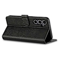 Miniatyrbild 3 av 5: LC.IMEEKE Fodral till Samsung Galaxy S25 Kalvtextur PU Läder Ställ Plånbok Mobilskal - Grå[HK] Black Multicolor