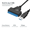 Miniatyrbillede 4 af 4: USB Rapid 2.0 til SATA 22Pin Kabel Konverter Harddisk Driver Adapter til 2.5 Tommer HDD/SSD[HK] USB3.0 to SATA Cable