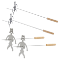 Miniatyrbilde 2 av 2: HK 4 stk Morsomme Mann Kvinne Stekespyd Trehåndtak Metall Grillspyd Grillgafler As Shown 38.00X15.00X1.20CM