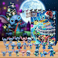 Miniatyrbilde 1 av 5: Anime Stitch Jul Adventskalender Kompatibel for Barn 24 Dagers Julnedtelling 24 St Tecknede Leksaker Pynt B Set