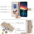 Pikkukuva 4 / 5: Samsung Galaxy S21 Ultra 5G -puhelinkotelo PU-nahkaa vetoketjulla ja meikkipeilillä - Lompakkokotelo -[HK] Style D Samsung Galaxy S21 Ult White