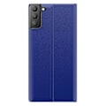 Miniatyrbillede 3 af 5: Til Samsung Galaxy S21 FE View Window Telefon Cover Anti-fald Læder Beskyttelses Skal med Stativ[HK] Multicolor Style C